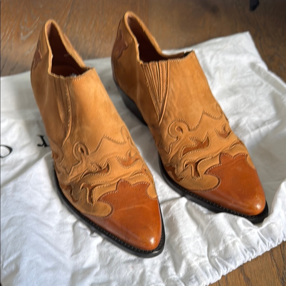 Sandro size 37 Tan Leather Western Shoes boho